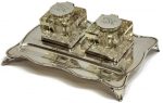 English sterling silver desk ink stand, c. 1907, A. & J. Zimmerman
