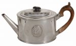 A George III silver straight-sided oval tea pot by Andrew Fogelberg & Stephen Gilbert