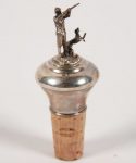 ENGLISH STERLING SILVER TOP WINE BOTTLE CORK HAVING HUNTER WITH DOG