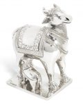 A silver cow and calf box probably of Indian manufacture, with English hallmarks for Atkin Brothers, Sheffield 1897