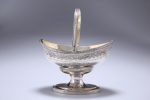 George III silver swing-handled sugar basket by George Burrows I.