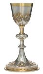A French Gothic revival partly gilt silver chalice