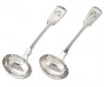 Pair of Victorian Fiddle Pattern Sterling Silver Ladles