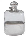 A James Dixon & Sons Hammered Silver and Glass Flask
