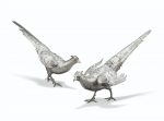 Pair of silver pheasants with moving wings by Johann S. Kurz & Co, Hanau, 20th century