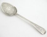 A Victorian silver preserve / pate spoon