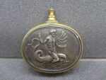 Netsuke. Pocket watch with Neptune. Made of silver and gilt metal
