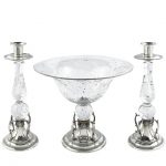 Reed & Barton Sterling Silver and Glass Three-Piece Table Garniture