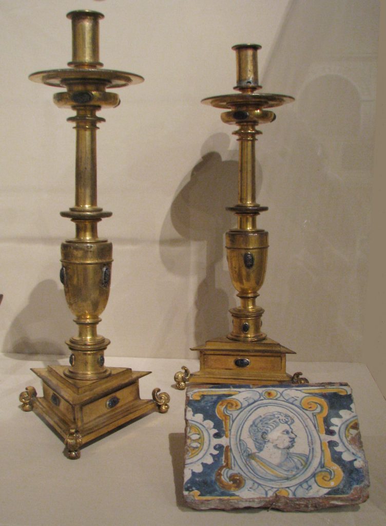 Pair of candlesticks,17th century Spanish