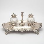 Victorian Silver and Cut Glass Inkstand Thomas Bradbury & Sons, Sheffield, circa 1854