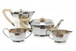 An Art Deco silver matched four piece tea service By Viner's Ltd., Sheffield 1946 - 1954