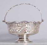 Chester English Sterling Sweet Basket with swing Handle