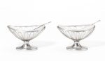 Pair of salt cellars with glass liners