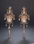 A Pair of Magnificent George III Silver Rimmonim made for the Great Synagogue of Portsmouth, England. MAKER'S MARK OF HESTER BATEMAN, LONDON, 1780