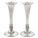 Pair of Gorham Sterling Silver Flower-Form Vases