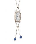 A silver and lapis lazuli pendant watch with integral chain, Gucci