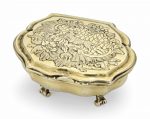A GERMAN ROCOCO SILVER-GILT SPICE BOX WITH THREE COMPARTMENTS MARK OF JOHANN JAKOB BRUGLOCHER, AUGSBURG, 1751/1753