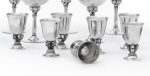 A set of eight Danish silver shot glasses #741, designed by Johan Rohde, Georg Jensen Silversmithy, Copenhagen, 1945-77