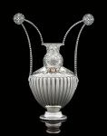 1900 PARIS EXPOSITION UNIVERSELLE: AN AMERICAN SILVER AND ENAMEL "POMPEIAN" VASE MARK OF TIFFANY & CO., NEW YORK, 1900, DESIGNED BY PAULDING FARNHAM