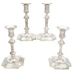 Set of Four American Sterling Silver Candlesticks Peter Guille, New York, 20th century