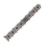 A GOTHIC REVIVAL LAPIS LAZULI, SILVER AND SILVER GILT BRACELET, BY GIULIANO