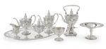 An American sterling silver seven-piece tea and coffee service with matching two-handled tray by The Watson Company, Attleboro, MA, first half 20th century