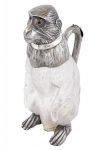 Rare Edwardian Sterling Silver Mounted Glass Novelty Monkey-Form Claret Jug